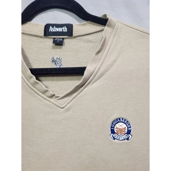 Longaberger Golf Club Embroidered Ashworth Preppy Pullover Beige Sweater Vest LG - Picture 2 of 6